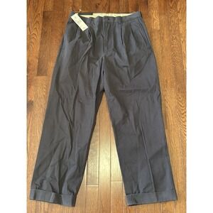 NWT AUSTIN REED 33x30 Chino Pants Pleated Cuffed Navy Blue